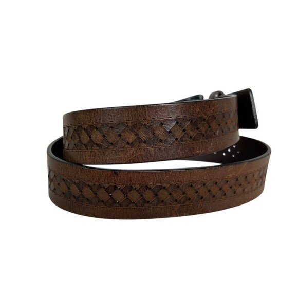 Tommy Bahama Men's Patterned Brown Leather Casual Belt  Size 36  Made in Italy - Picture 3 of 11